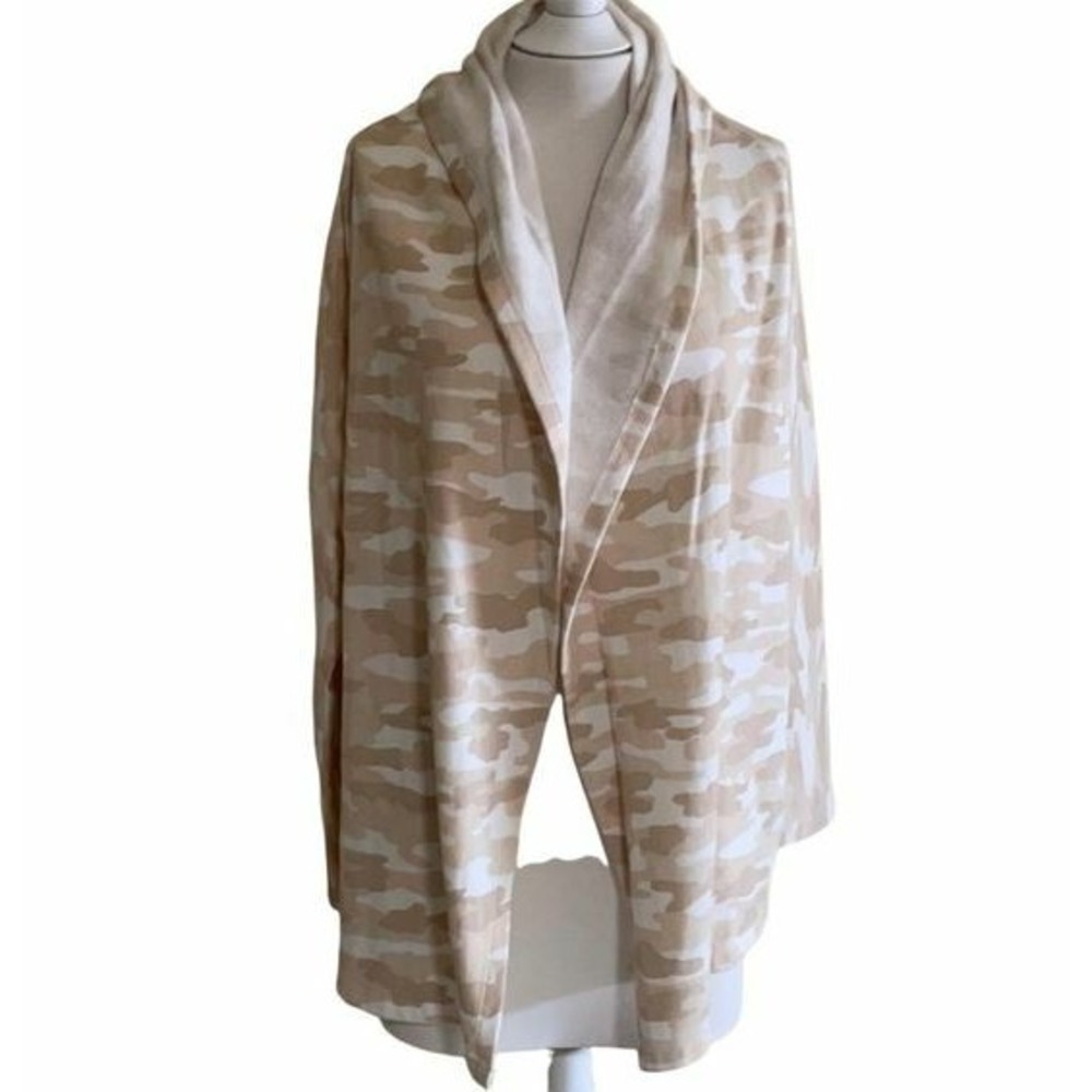 Lucky Brand women cardigan sweatshirt 7WD71032 camo beige white sz L $79.50